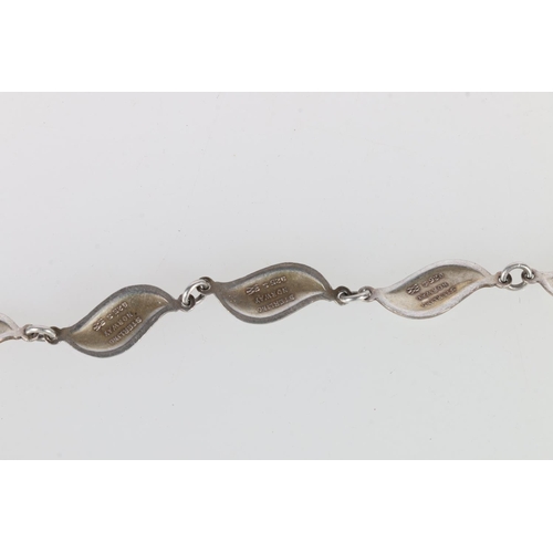 468 - Scandinavian 925 grade silver and enamelled bracelet, the links of leaf form, stamped 'Sterling Norw... 