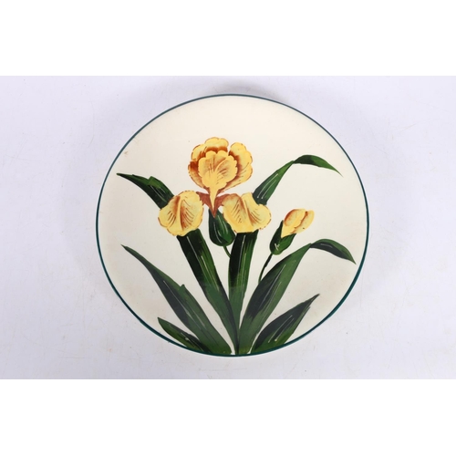 65 - Floral decorated plate in the manner of Wemyss yellow iris pattern, marked Ye Olde English to base, ... 