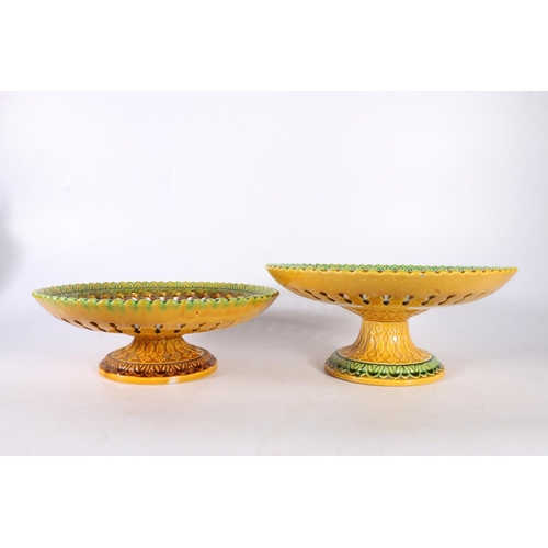 88 - Pair of Villeroy & Boch of Schramberg grape vine decorated comports, 24cm diameter, (2).