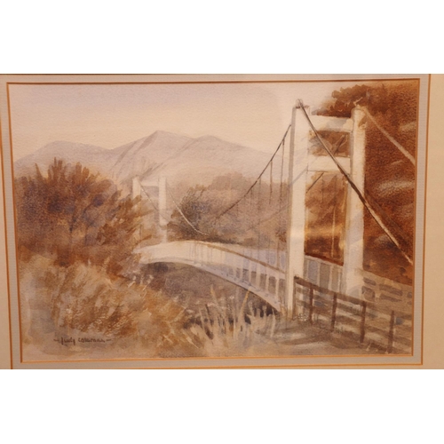 416 - JUDY COLEMAN (b1938), Garden Cottage Portinscale Bridge, watercolour, signed, 21cm x 30cm and a CHIN... 