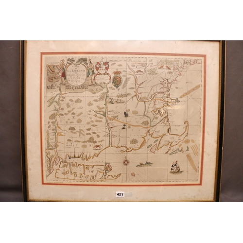 421 - After JOHN SELLER, a map of New England, limited edition print 069/400, published by the Yale Univer... 