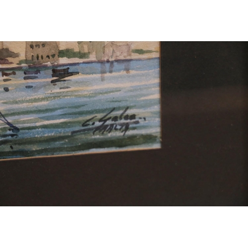 429 - CARMELO GALEA (Maltese), view of Malta, watercolour, signed lower right, 13cm x 31cm, frame 26cm x 4... 