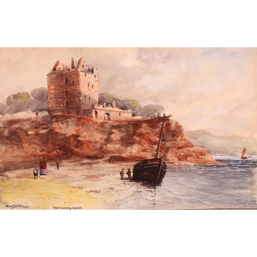 433 - ALEX BURKE (Scottish), Ravenscraig Castle, watercolour, signed and dated 1926 lower left, 23.5cm x 3... 