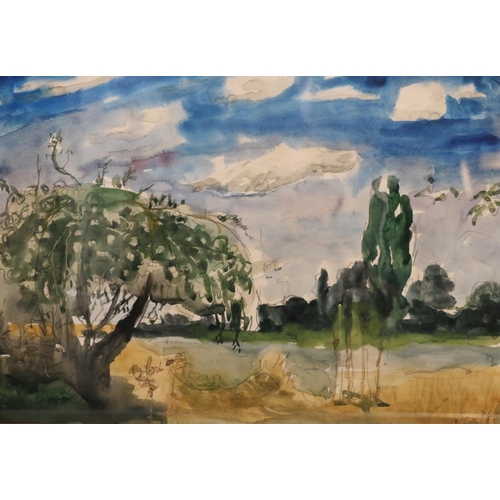 438 - SHAW, landscape with trees, watercolour, signed and dated '74 lower right, 28cm x 40cm.