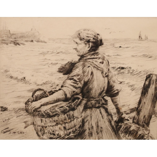 442 - JOHN MCGHIE (Scottish 1867-1952), Fisherwomen, etching, pencil signed lower right, 17cm x 22cm, fram... 