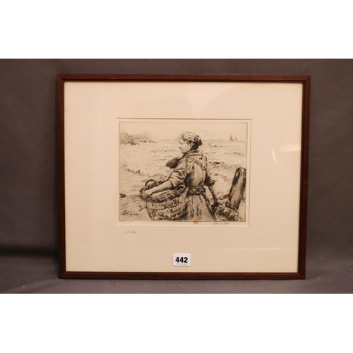 442 - JOHN MCGHIE (Scottish 1867-1952), Fisherwomen, etching, pencil signed lower right, 17cm x 22cm, fram... 