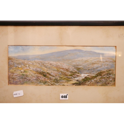 448 - G S FRENCH, a pair of Highland landscape scenes, gouache, signed, 15cm x 40cm. (2)