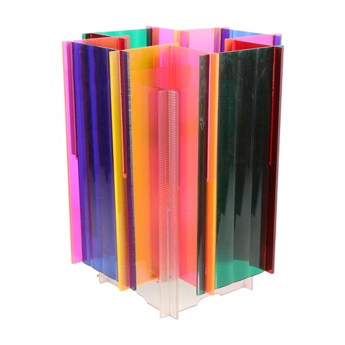 Stylish lamp constructed from coloured sheets of perspex, 27cm.