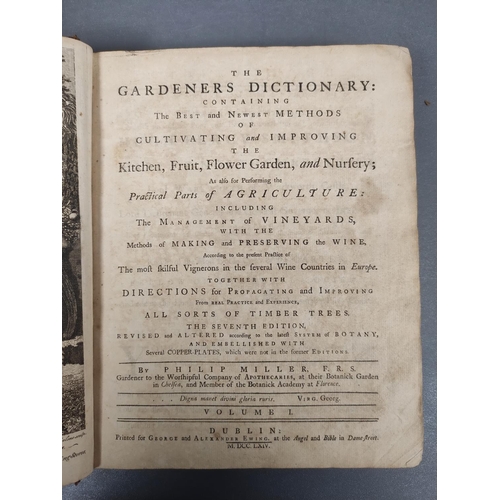 55 - MILLER PHILIP.  The Abridgement of the Gardeners Dictionary. Eng. frontis & 12 fldg. e... 