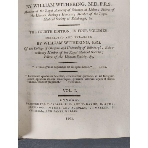 66 - WITHERING WILLIAM.  A Systematic Arrangement of British Plants. 4 vols. Fldg. & other ... 