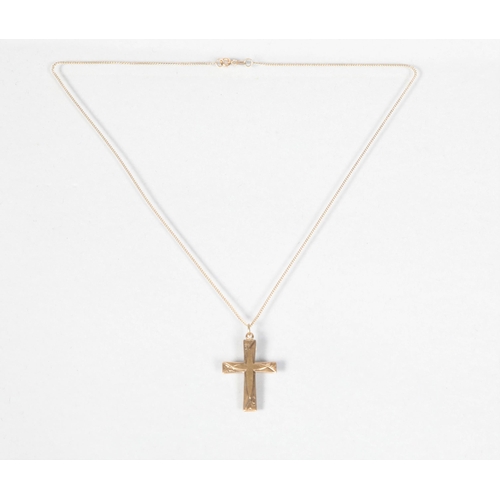 47 - 9 carat yellow gold cross pendant on a 9 carat yellow gold chain; 4.1g gross weight