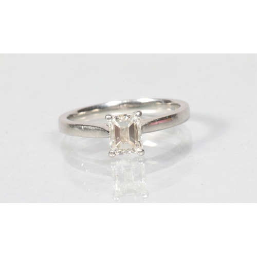 65 - Platinum and diamond solitaire ring; ring size O; 4.4g gross weight