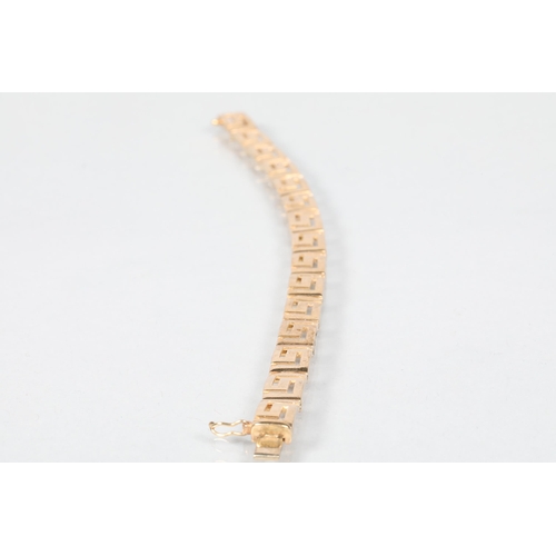 75 - 9 carat yellow gold Greek Key bracelet; 12.9g gross weight