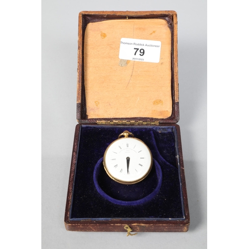 79 - 19th / 20th century Payne of New Bond Street brass pocket watch; the white dial with black Roman num... 