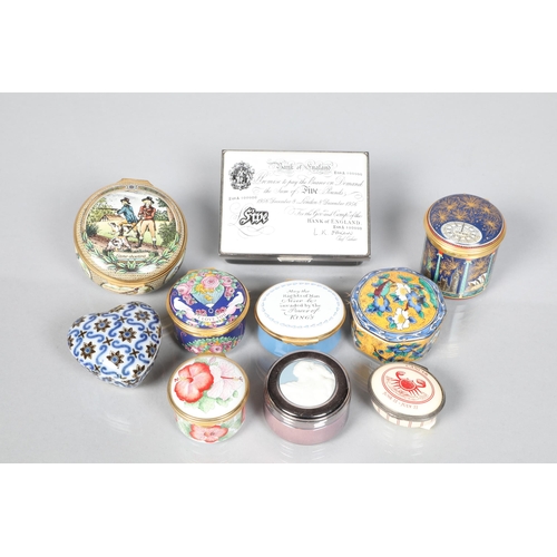 96 - Assorted Halcyon Days enamel trinket boxes; together other boxes