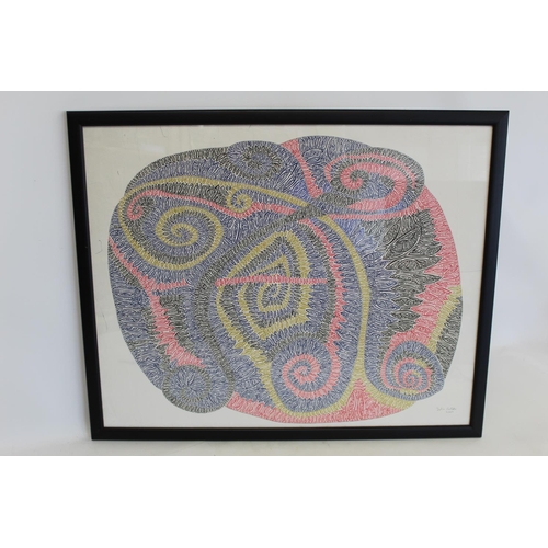 176 - John Calder, Abstract form, coloured pens,  49.5cm x 62cm, signed, dated 2003.