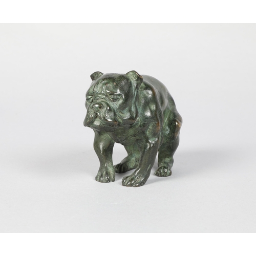 190 - 20th century bronze model of sitting bulldog; 6.5cm high