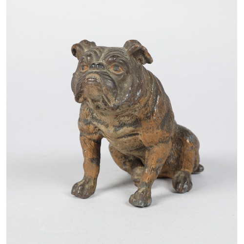 191 - 20th century naturalistically painted cold painted model of a seated Bulldog; 8cm high