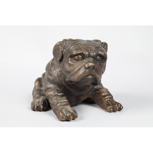 267 - Brassed metal seating bulldog; 14cm high