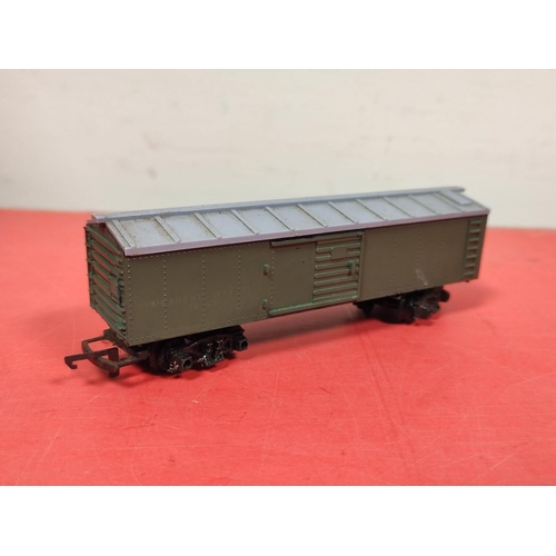 64 - Box of 00 gauge carriages and locomotives comprising of mostly Triang models to include a R114 box c... 