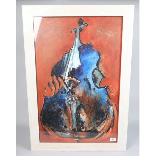 397 - Alayne Smith; (Contemporary; Scottish); Listen with Your Eyes; painting of a Cello; watercolour on b... 