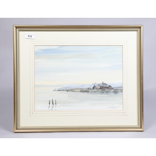 410 - I.M. Wilson; (Contemporary); Cottage at the Estuary; watercolour on paper; signed and framed