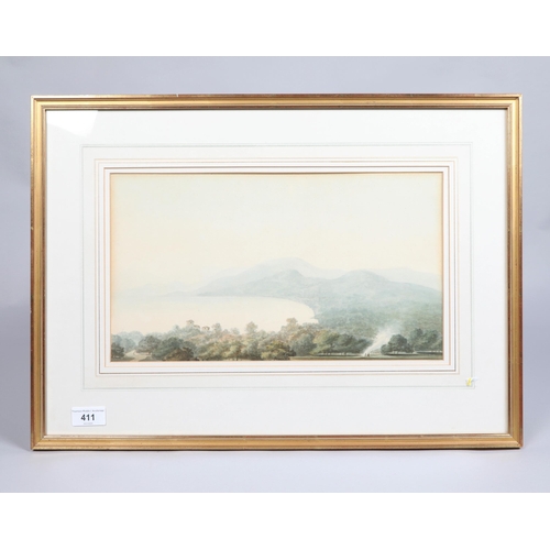 411 - 19th / 20th century; Italian Lake; watercolour on paper; unsigned; framed; 42cm x 56cm 