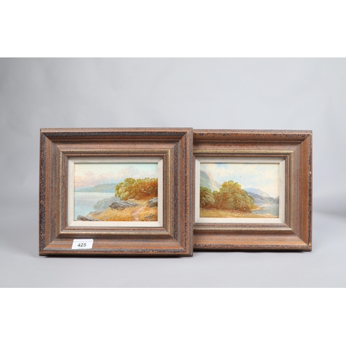 425 - Pair of oil on boards by Andrew Grant Kurtis, ' Loch landscapes' 30 x 25 cm including frames (2)