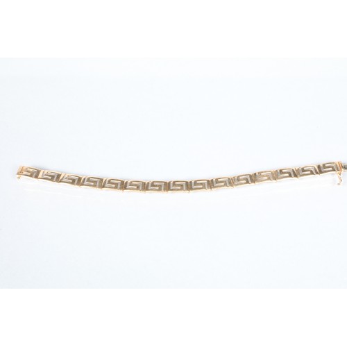 75 - 9 carat yellow gold Greek Key bracelet; 12.9g gross weight