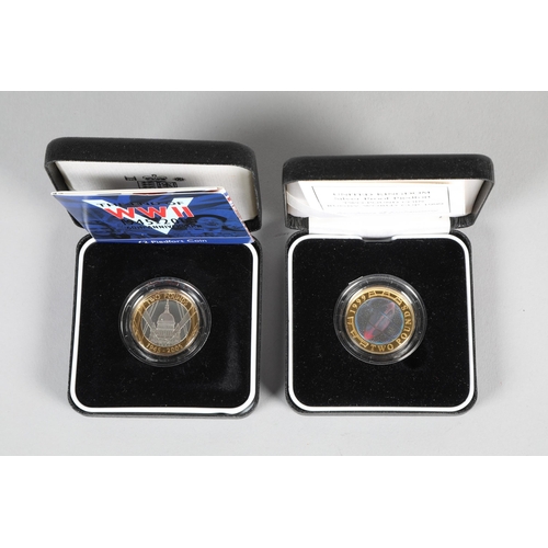 131 - Two cased Royal Mint commemorative Piedfort Two Pound proof coins; The End of World War II 1945 - 20... 