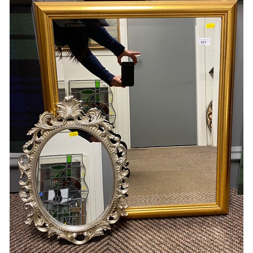 431 - Gilt wall mirror (60 x 70cm) and a dressing table mirror