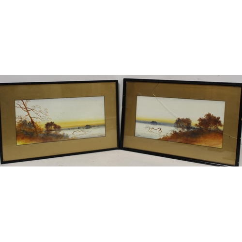 180 - G. Miller (Late 19th/Early 20th Century British School), Sunset lake scenes - a pair, watercolour, e... 