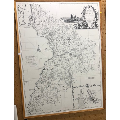 450 - Large map of Ayrshire, copy of a 1775 Map, on board in frame 160cm x 120 cm 