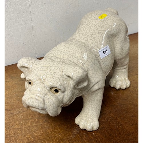 521 - Crackle glaze pottery bulldog; 41cm long