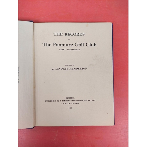 11 - HENDERSON J. LINDSAY.  The Records of the Panmure Golf Club, Barry, Forfarshire. Photograp... 