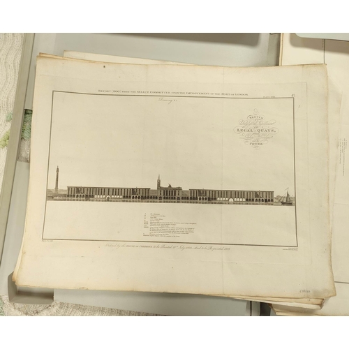 13 - TELFORD & DOUGLASS.  2 engraved elevations & sections for London bridges; also 3 similar inc... 