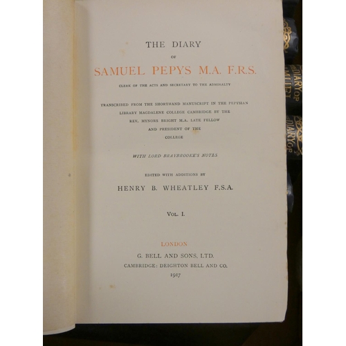 24 - PEPYS SAMUEL.  The Diary with Pepysiana & Index, ed. by H. B. Wheatley. 10 vols. Illus... 