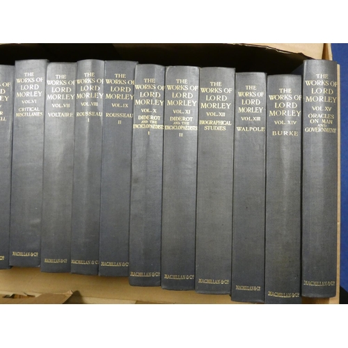 25 - MORLEY JOHN.  The Works. Edition Deluxe. The set of 15 vols. Frontis. Two tone blue cloth.... 