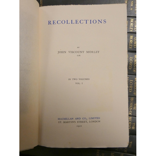 25 - MORLEY JOHN.  The Works. Edition Deluxe. The set of 15 vols. Frontis. Two tone blue cloth.... 