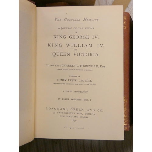 26 - GREVILLE C. C. F.  The Greville Memoirs, ed. by Henry Reeve. 8 vols. Port. frontis, Orig. ... 