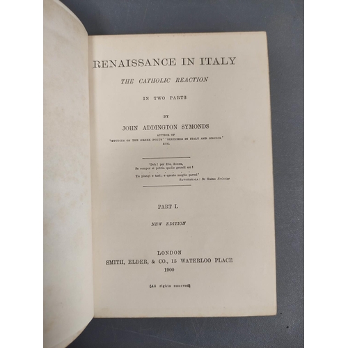 31 - SYMONDS JOHN ADDINGTON.  Renaissance in Italy. 5 vols. Frontis. Handsome green half morocco. 1898-19... 