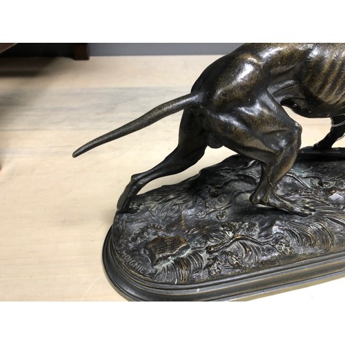 211 - Jules Moigniez (1835 - 1894; French); Dog with Pheasant in its mouth; raised on oval base; bearing s... 