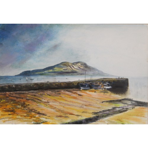 175 - 'Lamlash, Isle of Arran', watercolour and pastel painting by Michael Gahagan, also another picture o... 