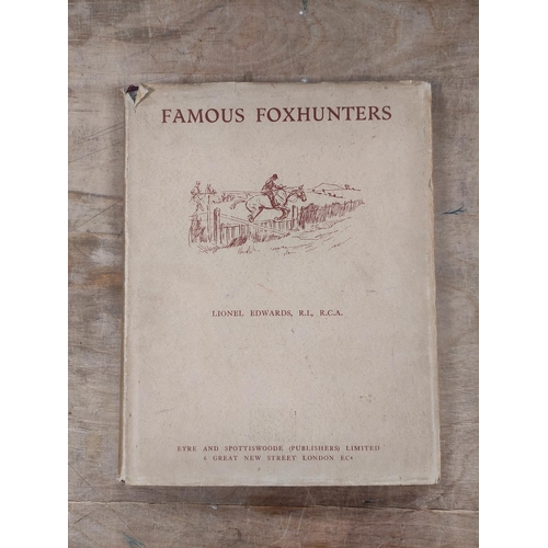 271 - EDWARDS LIONEL.  Famous Foxhunters. Col. & other illus. Quarto. Orig. maroon cloth in ... 