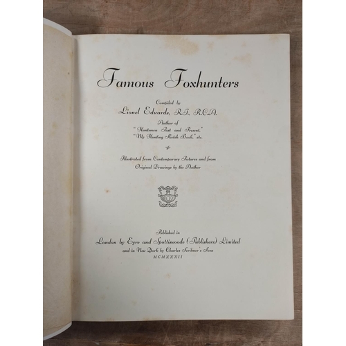 271 - EDWARDS LIONEL.  Famous Foxhunters. Col. & other illus. Quarto. Orig. maroon cloth in ... 