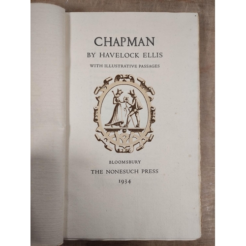 275 - ELLIS HAVELOCK.  George Chapman ... with Illustrative Passages. Ltd. ed. 399/700. Title vi... 