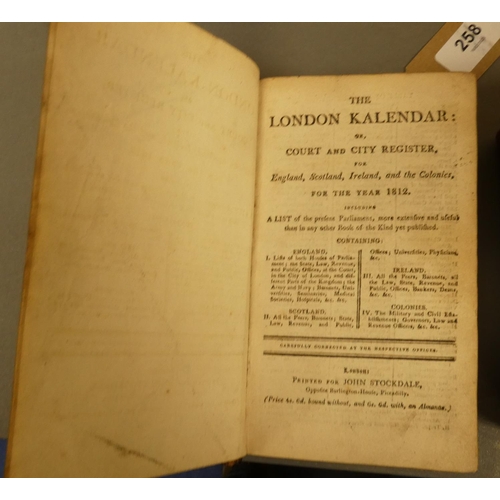 258 - STOCKDALE J. (Pubs).  The Royal Kalendar or Complete & Correct Annual Register; bound ... 