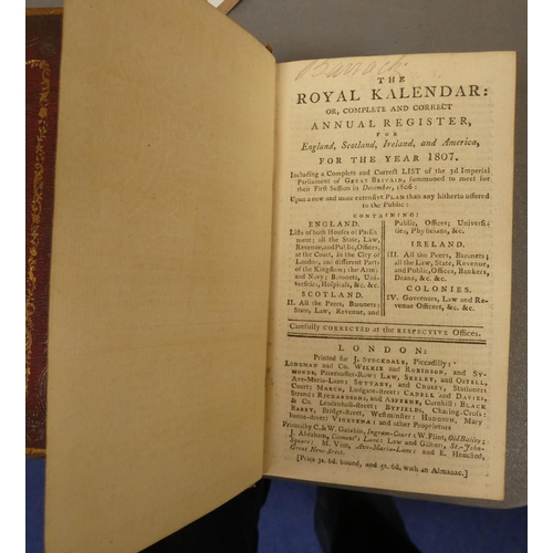 258 - STOCKDALE J. (Pubs).  The Royal Kalendar or Complete & Correct Annual Register; bound ... 