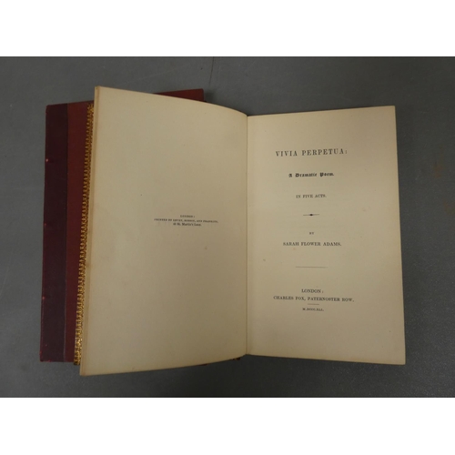 259 - ADAMS SARAH FLOWER.  Vivia Perpetua, A Dramatic Poem. Red morocco extra by Maclehose, Glas... 