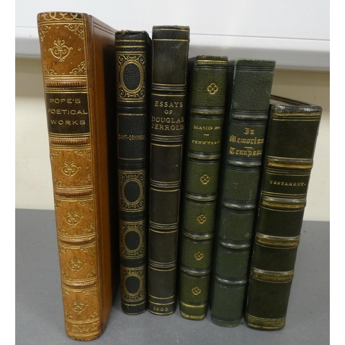 260 - JERROLD DOUGLAS.  The Essays. Illus. by H. M. Brock. Dark calf by Bumpus, a.e.g. 1903; also 2 Tennys... 